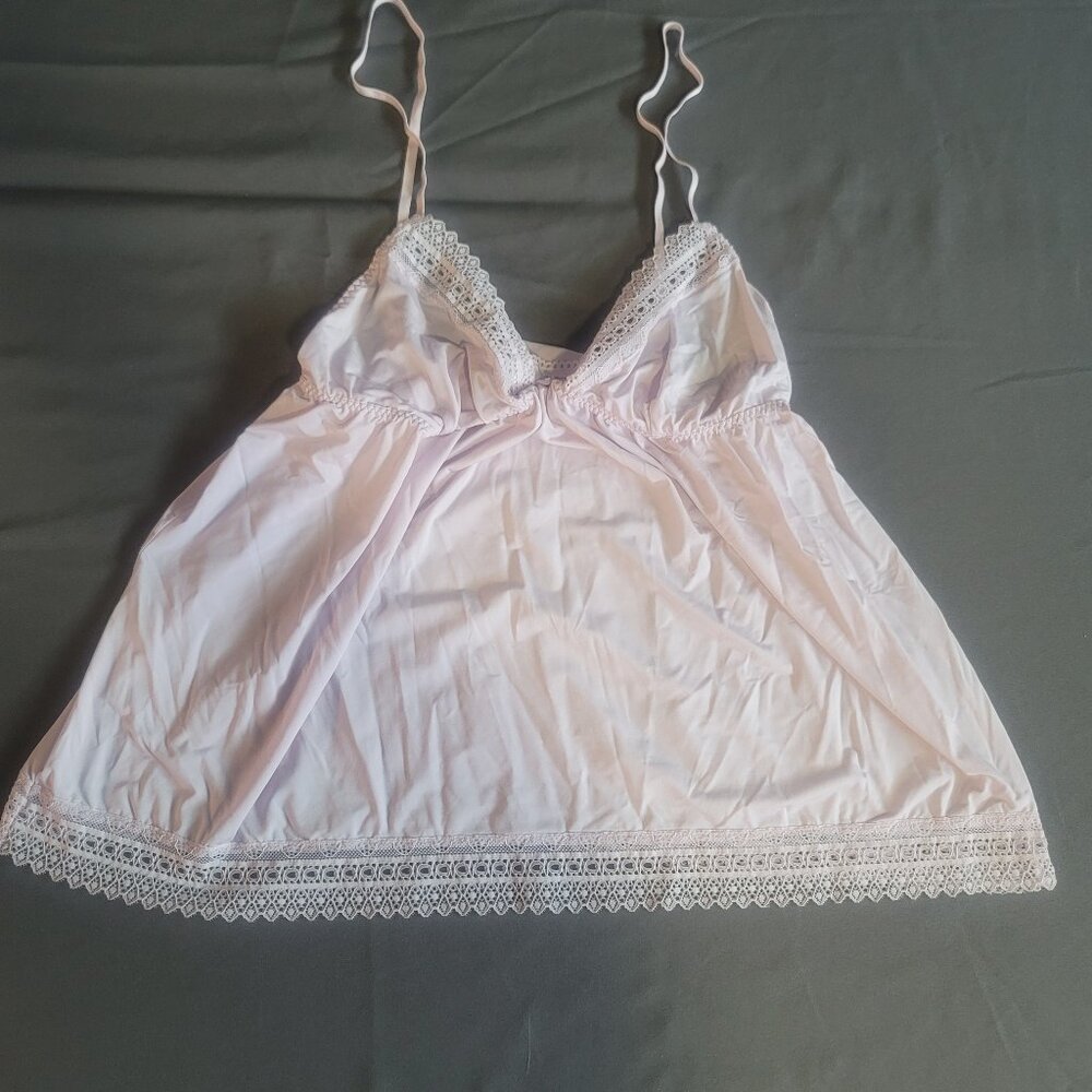 La Senza Lingerie Top Womens L Baby Pink Lace Tank Adjustable Straps Stretch